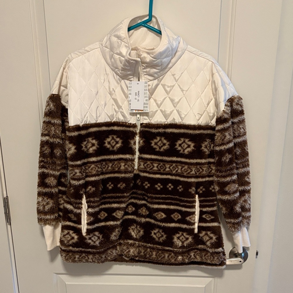 LuLaRoe White and Brown Teddy Jacket
